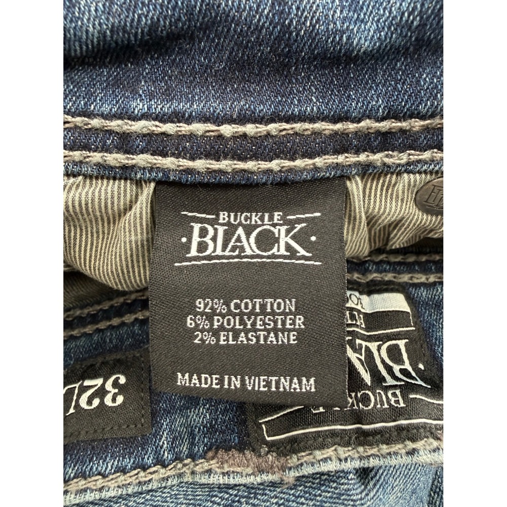 Buckle Black Jeans Mens 32L Blue Bootcut Fit No 3 BBLA374 Embroidered Pocket - Picture 5 of 12